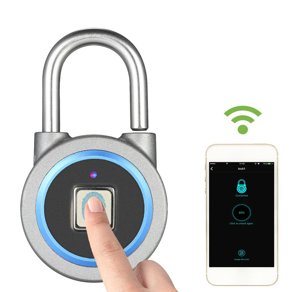 

Fingerprint Lock Bluetooth Smart Electric Lock Door Footprint padlock Locker Box File Cabinet Drawer Security Padlock