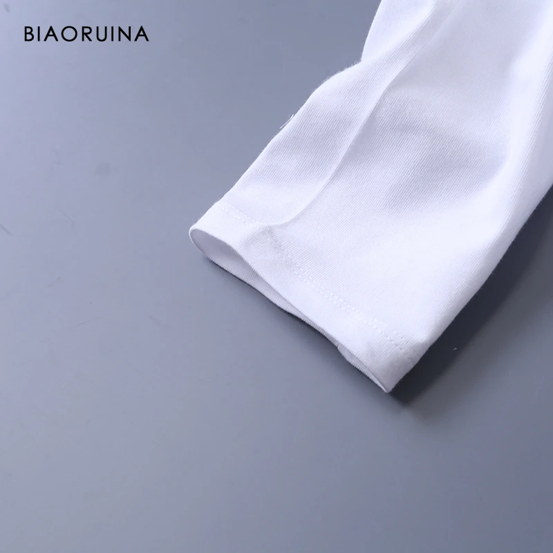 BIAORUINA Womens Cotton Basic All-match V-neck T-shirt Long Sleeve Korean Style Slim Everyday Tees Casual Tops