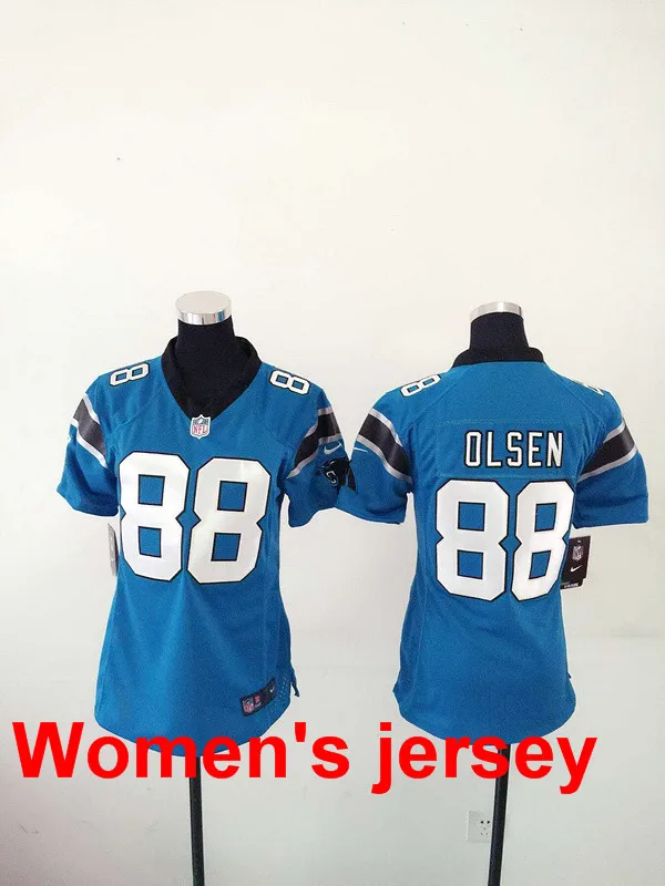 Синий A+++ для женщин, для девушек, сшитые, Carolina s ladies 1 Cam Newton 59 Luke Kuechly, Вышивка логотипов, Размеры s-XXL, Джерси - Цвет: Синий