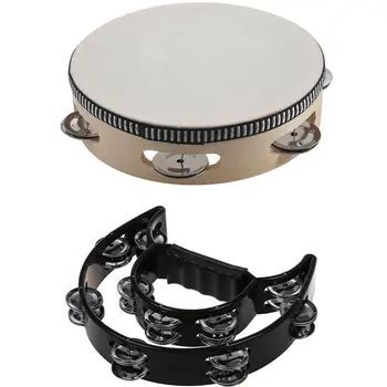 

Musical Double Half Moon Tambourine Drum Kit with 7 Inch Musical Tambourine Tamborine Drum Round
