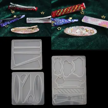 

Handmade Acrylic Resin Hair Barrettes Resin Mold Geometric Shape Alligator Hair Clips UV Epoxy Resin Mold Jewelry Tools