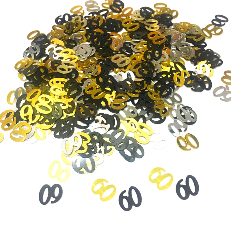 confetti 60 Номер 30 40 50 60 блеском Конфетти Для 30th 40th 50th 60th день рождения принадлежности для юбилейной вечеринки Украшение стола - Цвет: confetti 60