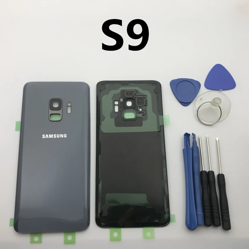 S9 grey Замена оригинальной задней панели батареи Стекло задняя дверь Крышка для samsung Galaxy s9 s9+ edge plus G960 G960F G965 G965F+ инструмент - Цвет: S9 grey