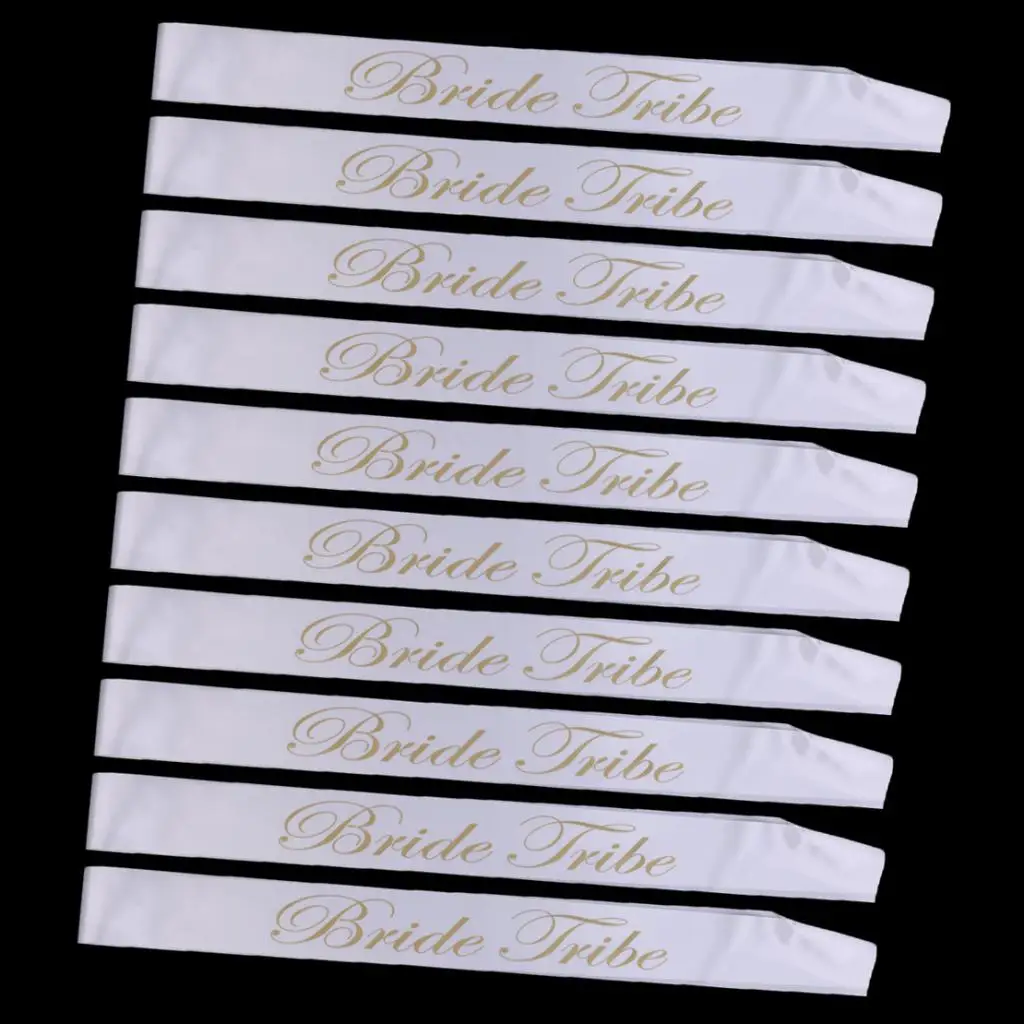 Set Of 10pcs White And Gold Bride Tribe Sash Hen Bachelorette Fun Party Wedding Bachelorette Party Supplies 78x10cm