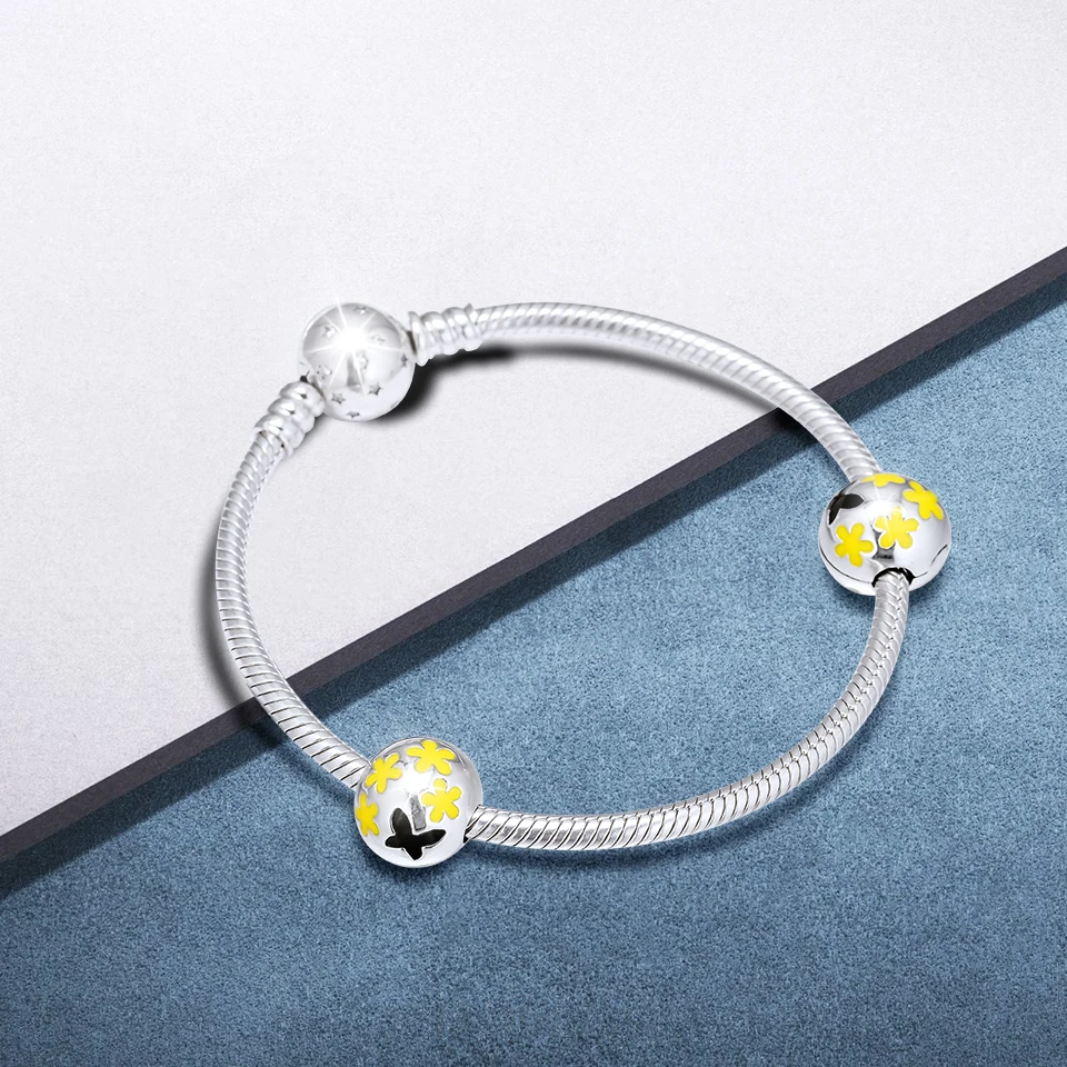 DIY Подходит для Pandora шармы браслеты Маргаритка проложить клип бусины стерлингового серебра 925-ювелирные изделия