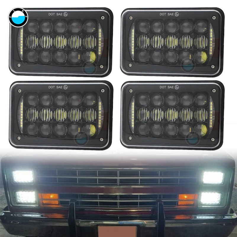 4x6 дюймов Прямоугольник Kenworth светодиодный фонарь 6x4 светодиодный фонарь с белым DRL замена HID Xenon H4651 H4652 H4656