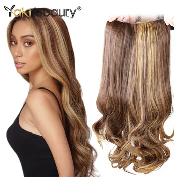 

Yaki Beauty Half Synthetic Wig Big Wave Omber Piano Color To Choose 24Inch Wich Clips Long Wavy U Part Half Wig Hair Extension
