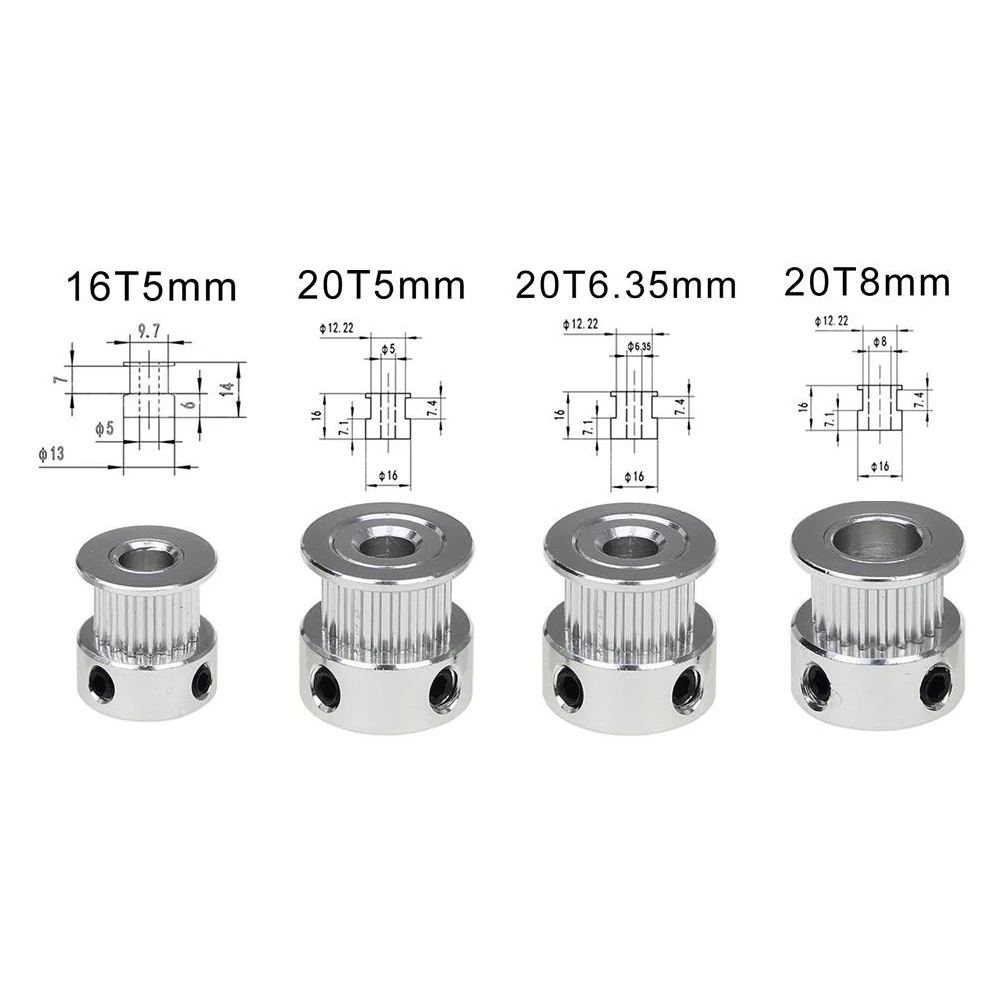 IMetrx GT2 Pulegge Dentate 5 Pezzi Per Stampante 3D - 20 Denti, Larghezza 10mm, Foro 5mm - Alluminio - 3