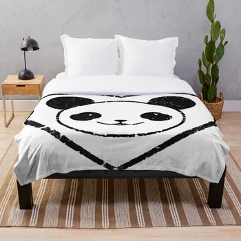 

Rubber Stamped Panda Bear And Heart Throw Blanket Soft Sherpa Blanket Bed Sheet Single Knee Blanket Office Nap Blanket
