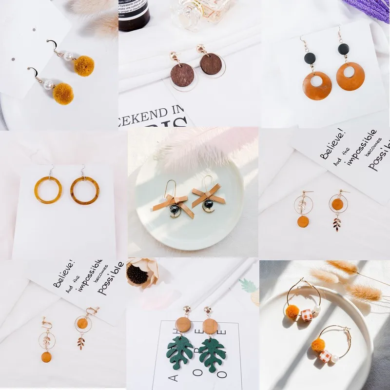 

NEW Alloy Wood Vintage Drop Earrings For Women Geometric Earrigngs Fashion Joker Jewelry