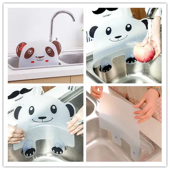

New 1pc Cute Panda Water Splash Guard Baffle Board Sucker Water Baffle Plate Wash Basin Baffle Sink Board Kitchen Gadgets
