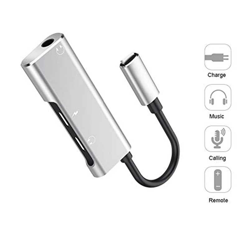 3 In 1 Charge Audio Adpater For Iphone X 7 8 Plus 3.5Mm Aux Audio Adapter Call Remote Music Charge Headphone Earphone Adapter Ch