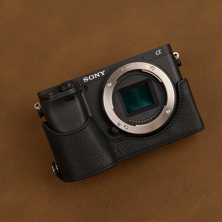 Sony A6100 A6300 A6400 кожаный чехол Камера Защитный Чехол Половина чехол|Сумки для