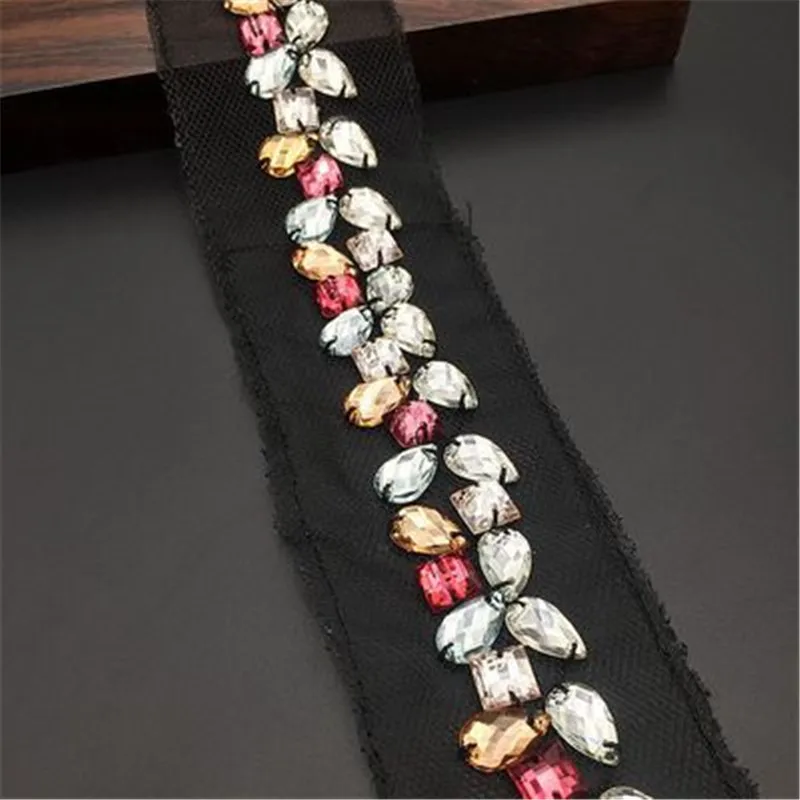 

Three-dimensional handmade beaded color acrylic diamond lace wear beaded mesh lace bar code diy clothing accessories