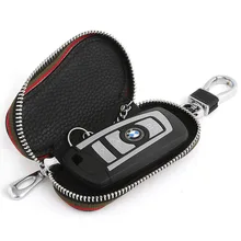 С логотипом автомобиля чехлы для автоключей из натуральной кожи трёхсторонняя молния Автомобильный логотип ключ Volkswagen Honda ключ toyotа