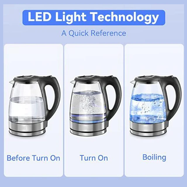 Glass Hot Water Kettle Electric for Tea and Coffee 2-Liter Fast Boiling  Electric Kettle Cordless Water Boiler - AliExpress