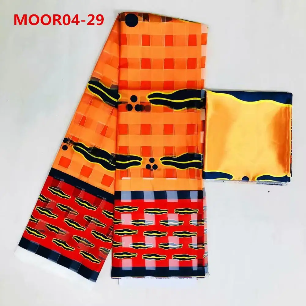 MOOR04-29 Новое поступление Мода Высокое качество 4 ярдов органза ткань с 2 ярдов шелк с рисунком красочные ткани - Цвет: MOOR04-29