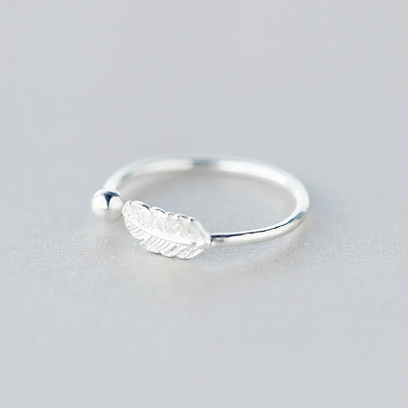 Simple Fashion Silver Color Cute Elegant Feather Adjustable Ring Fine Jewelry Ring For Women Party Accessories - Image 3