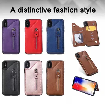 

Card Pocket For Iphone XS MAX XR X 8 7 6 For Samsung S10 S10e Wallet Leather Flip Vertical Zipper Money ID Card Slot Box 50PCS