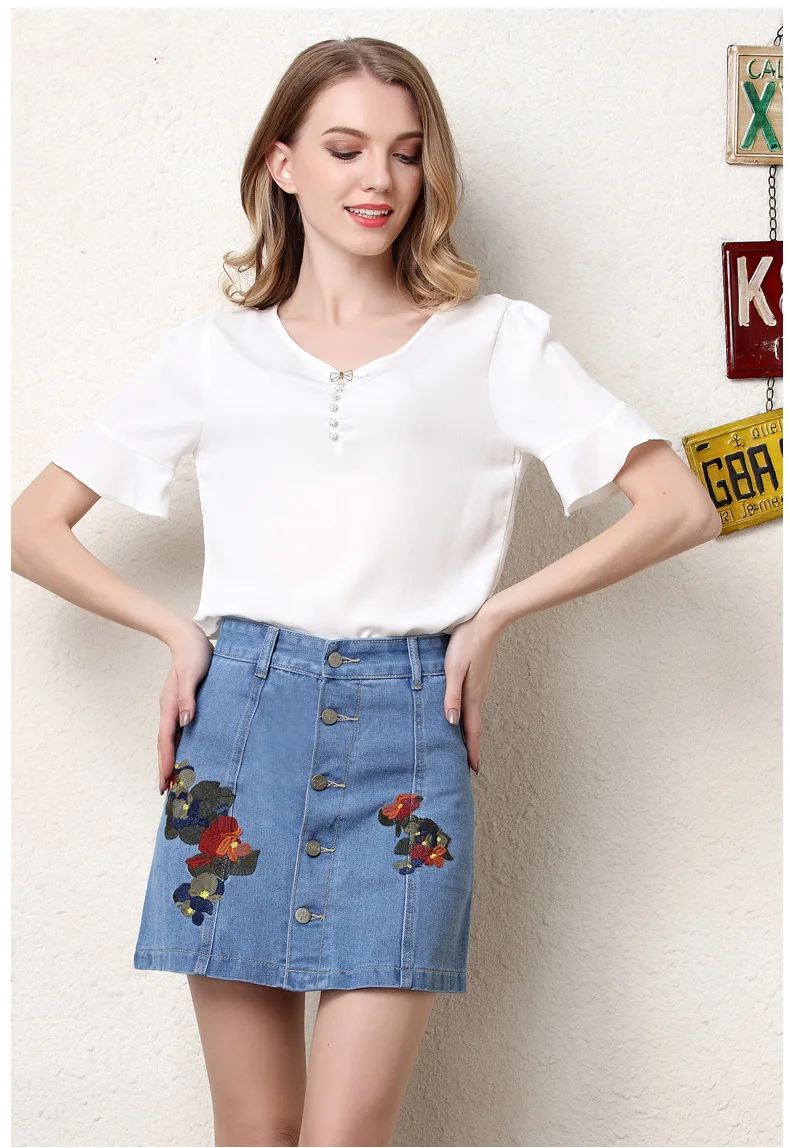 slim fit SZ.WENSIDI 1  Denim Skirt Plus Size Lady Blue Black Skirts Women Short Skirt with Buttons High Waist Knee Length Split Fashion ksubi jeans