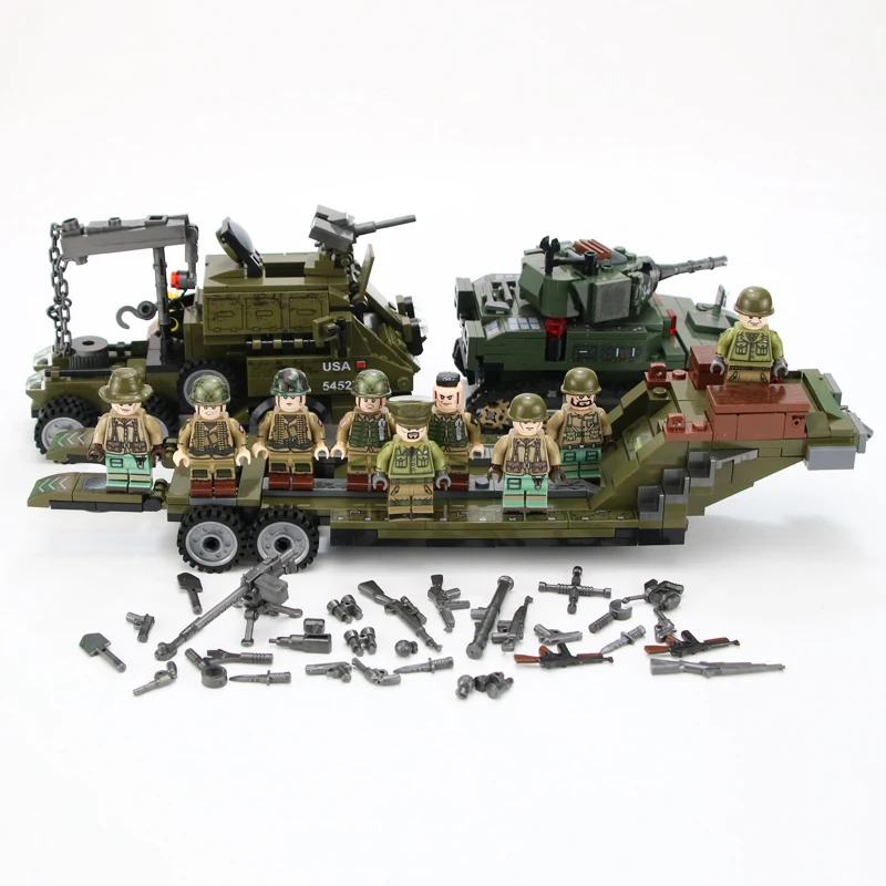 Kaufen Military US Armee drachen schweren Anhänger Stuart tank Bausteine Military WW2 Armee Soldaten Figuren Waffe gun teile Ziegel spielzeug