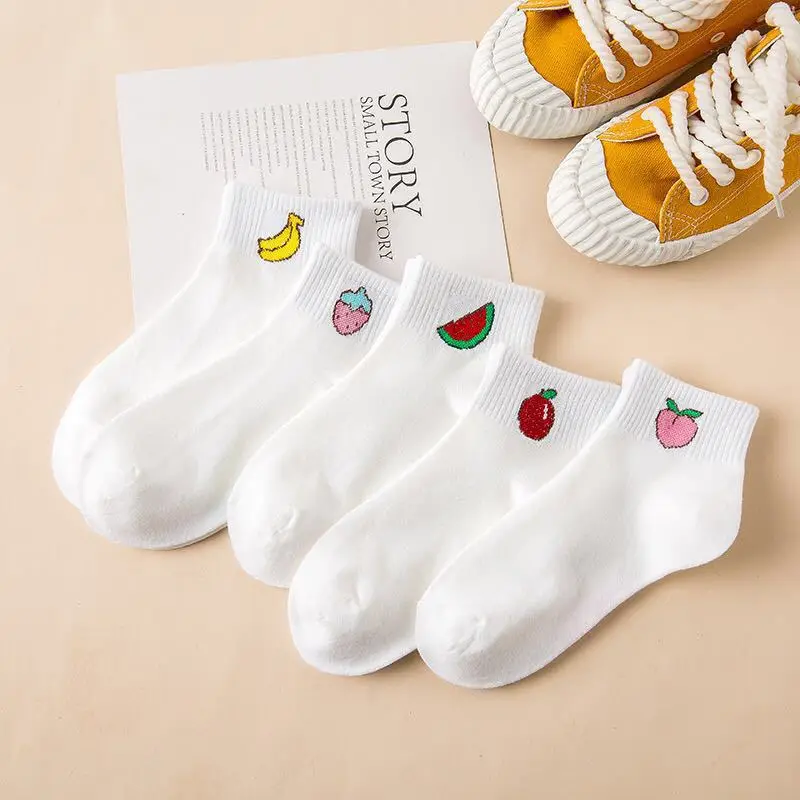 10PCS Bear Socks WOMEN'S Boat Socks Bear Solid Color WOMEN'S Cotton Socks Spring and Summer Students Sweat absorbing Ten Colors - Цвет: White