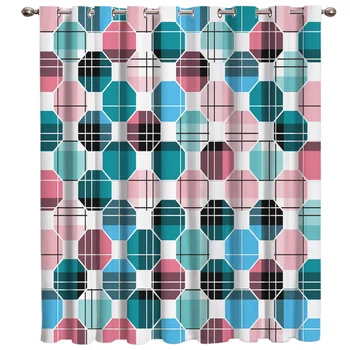 

Geometry And Lattice Room Curtains Large Window Window Curtains Dark Living Room Kitchen Fabric Decor Window Curtain Home Decor