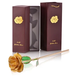24k Gold Dipped Rose with Stand - Eternal Symbol of Love in Elegant Gift Box (Yellow Gold Rose)
