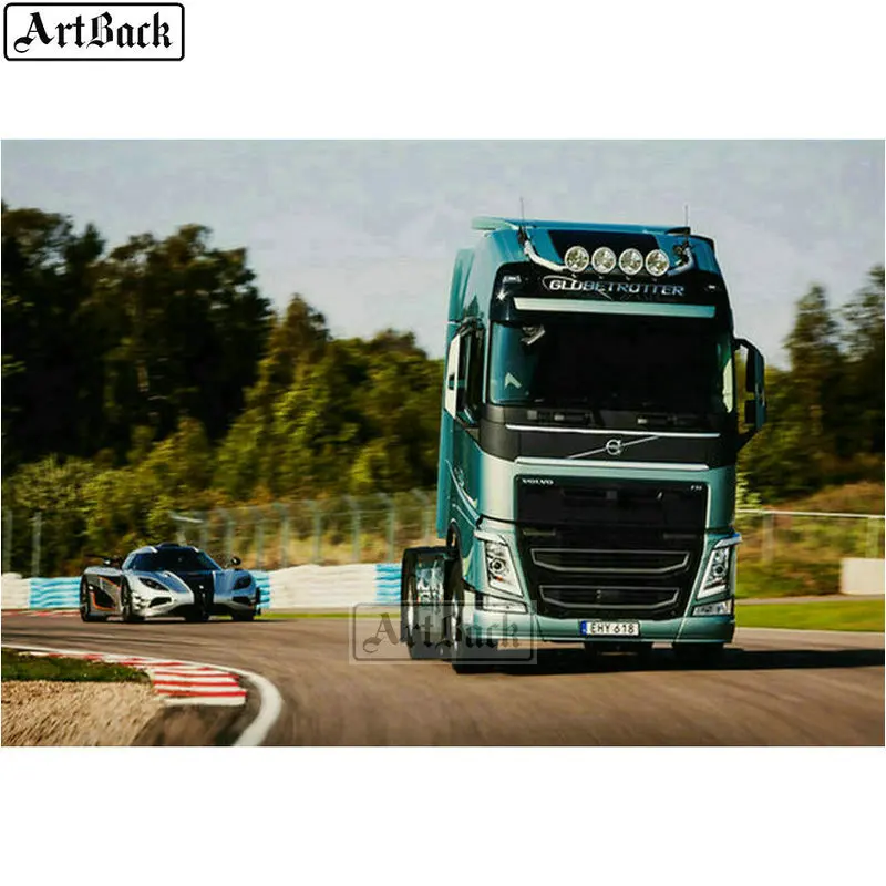 

5d diy new arrival diamond painting truck sports car full square landscape 3d round diamond mosaic diy diamond embroidery 20x30