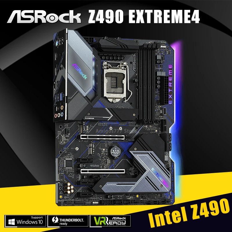ASRock Z490 Extreme4 Motherboard LGA 1200 Supports DDR4 128GB PCI