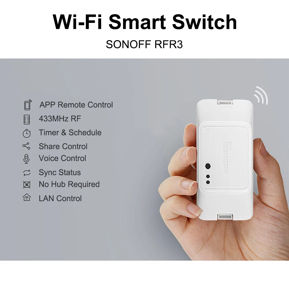 SONOFF RFR3 wifi умный RF переключатель управления для Alexa Google Home голосовое приложение управление таймером расписание 10A/2200 Вт беспроводной пульт дистанционного управления
