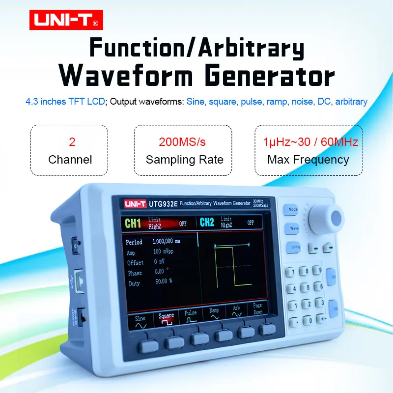 UNI T UTG932E UTG962E генератор сигналов произвольная форма двухканального источника 30/60