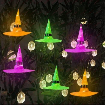 

Newest Halloween Decorations Glowing Witch Hat 6Pcs Hanging Lighted Glowing Witch Hat Halloween Decor for Outdoor Yard Tree