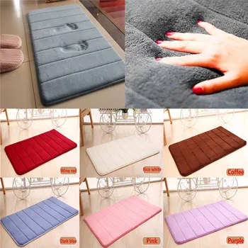 

40x60cm Home Bath Mat Coral Fleece Bathroom Carpet Non-slip Foam Rug Floor Absorption Washable Home Kitchen Doormat 2019 New