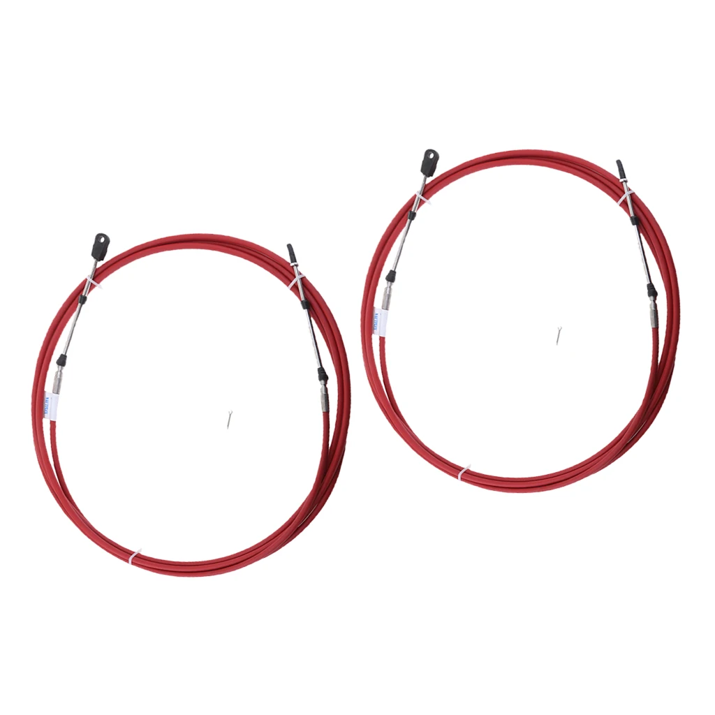 2Pcs 8Ft Throttle Control Cable Wire for Yamaha Boat Motor Outboard Red