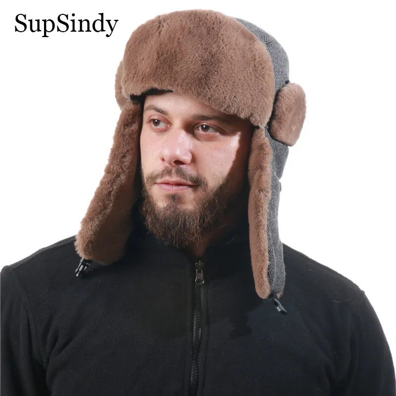 Supsindy Winter Bomber Hats For Men&women Cotton Thermal Faux Fur