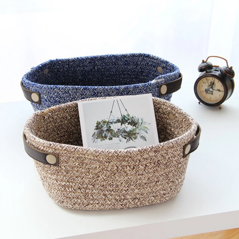 Cotton Woven Storage Basket Storage Basket With Handle Design Cotton Rope Basket To Store Sundries Toy For Home