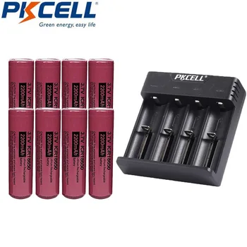 

8Pcs PKCELL ICR 18650 Rechargeable Lithum Battery 3.7V 2200mah Batteries And 1-4Slots Li-ion/NIMH Charger Fast Charging