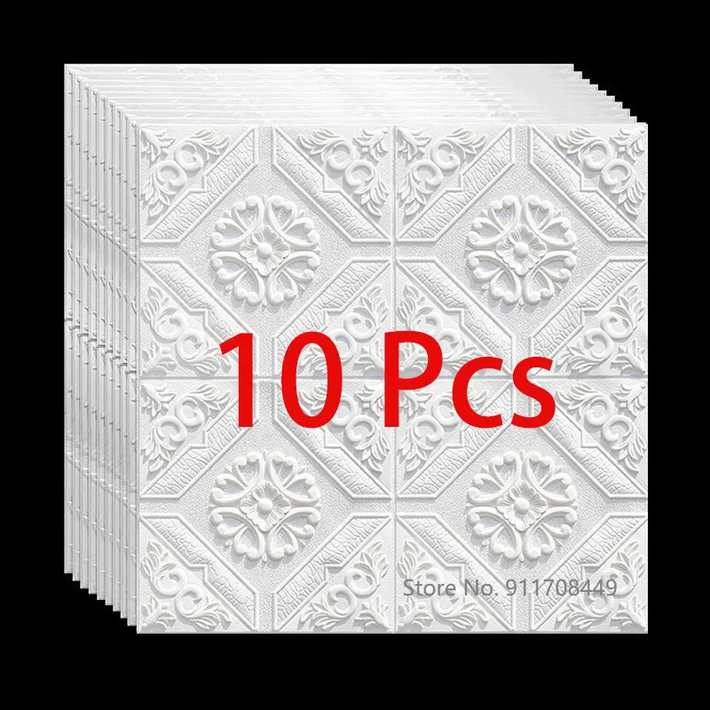 

10Pcs Foam 3D Wall Stickers Self Adhesive Ceiling Wallpaper Panels Home Decor Living Room Bedroom Decoration Bathroom Wall Stick
