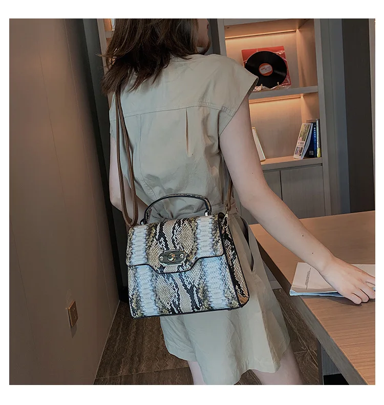 Female Small Messenger Handbag Women Tote Bag Faux PU Leather Colorful Snake Skin Bag Square Shoulder Python Bags for Women 2019 (5)
