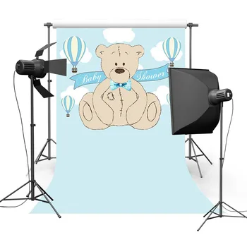 

Photography Background Winnie Bear Style White Clouds Blue Sky Balloons Custom Backdrop Decor Photocall Backdrop Photo Studio