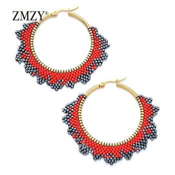 

ZMZY Big Circle Drop Boho Geometric MIYUKI Earrings for Women Girls Wedding Gift Handwork Statement Earrings Femme Jewelry