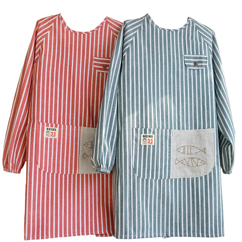Cotton Long-sleeved Apron Korean Fashion Adult Kitchen Dust-proof Oil-proof Anti-fouling Housework Cooking | Дом и сад