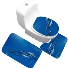 CAMMITEVER 3 шт. коврик с дельфином набор для ванной нескользящий коврик для ванной украшение для ковриков в прихожей крышка для унитаза