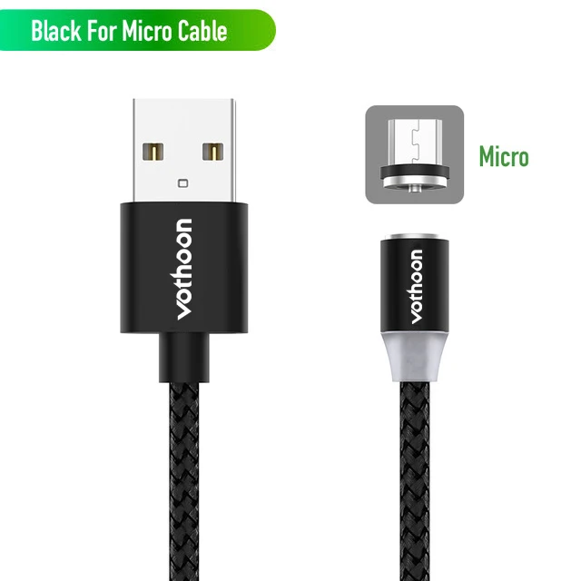 Black For Micro USB Магнитный Micro usb type-C кабель для iphone 11 Pro samsung Xiaomi Магнитный зарядный провод шнур 1 м - Цвет: Black For Micro USB