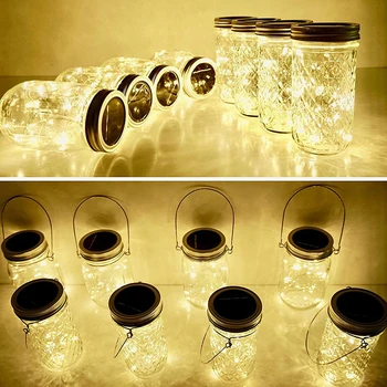 

LED Solar Mason Jar Lid Lights Creative String Bottle Lamps for Outdoor Decor Romantic Holiday Lights Outdoor Lighting