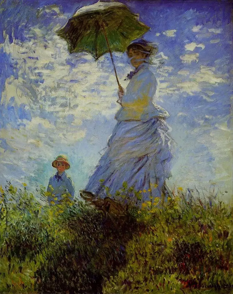 

11 Hand Painted Art Paintings by College Teachers - The Walk Woman with a Parasol Claude Monet famous - Oil Painting on Canvas