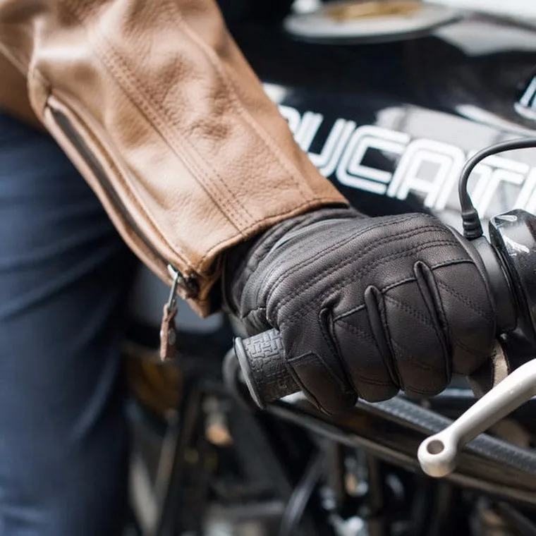 Abbey Road Retro Classic Touchscreen Black Leather Gloves Motorcycle Motocross Racing