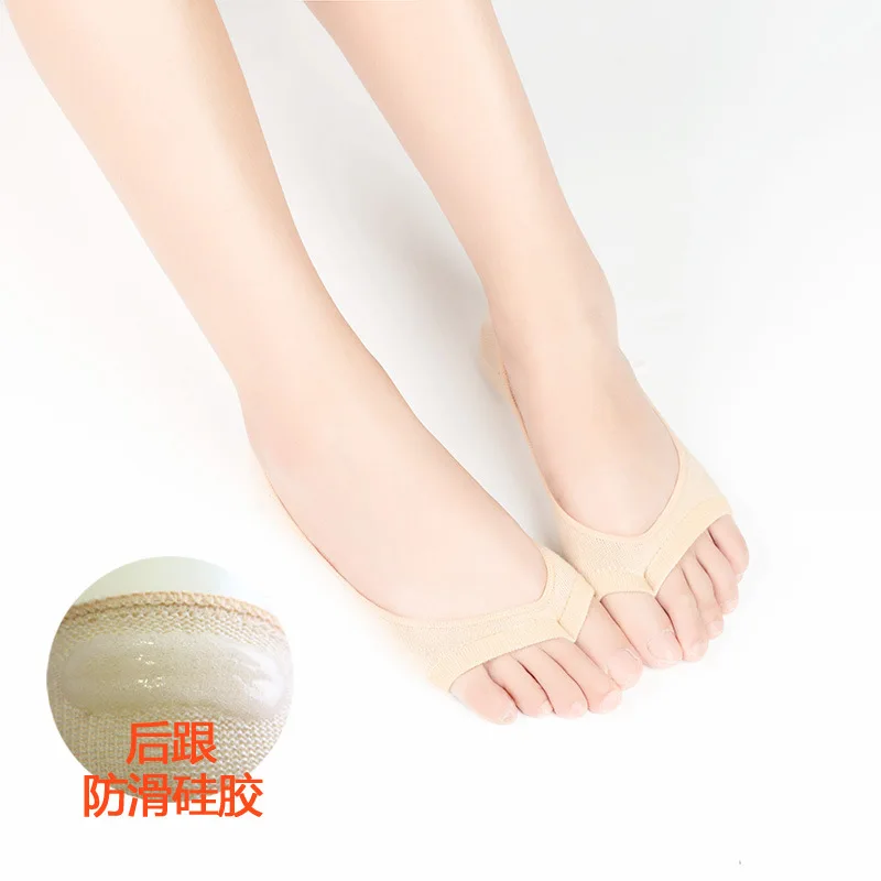Sweat Absorbing Anti-Off-heel Hidden Fish Mouth Socks Women's Summer High Heel Shoes Deodorizing Cotton Socks Shallow Mouth No-s