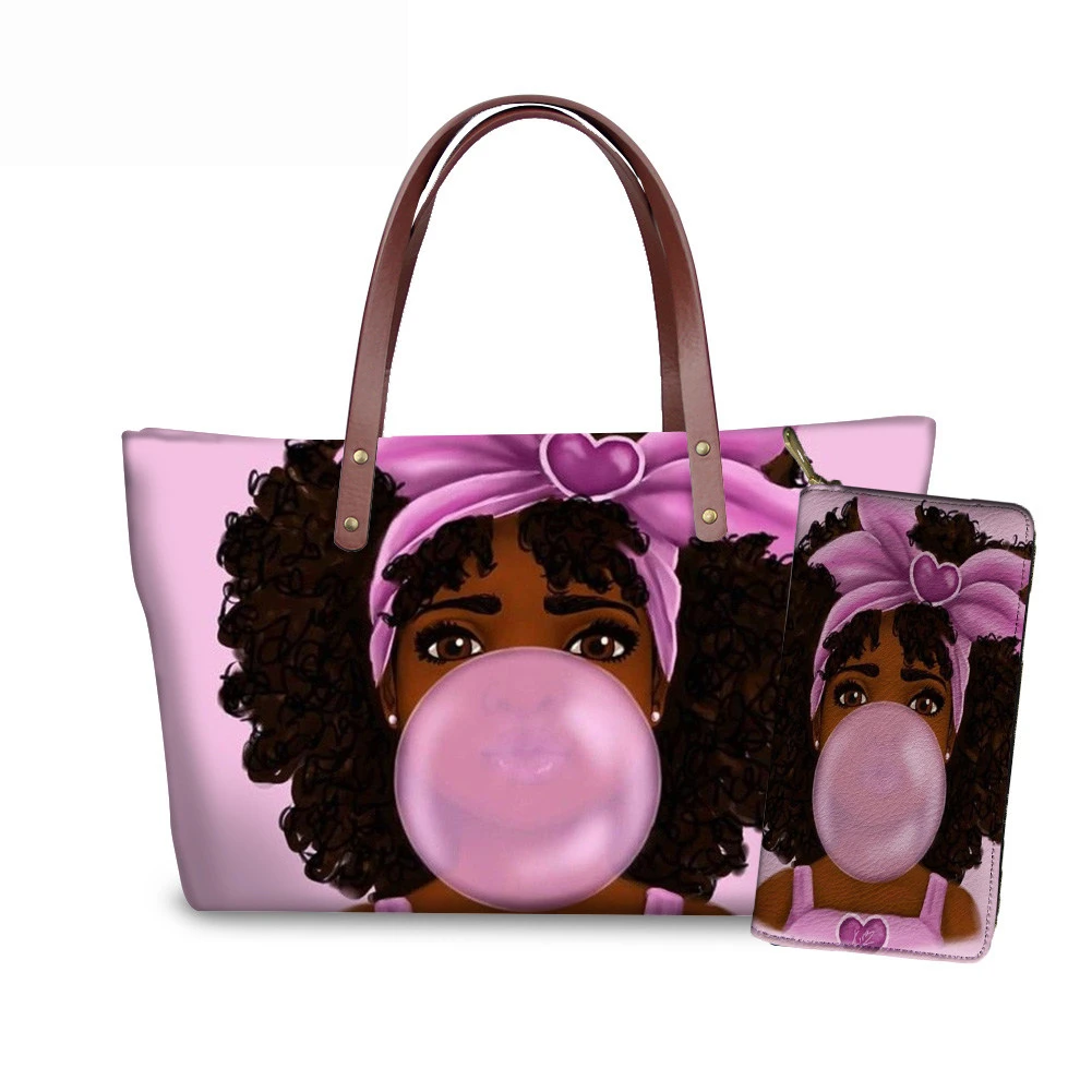 FORUDESIGNS/женские ручные сумки и сумочки для черных женщин, художественные сумки в Африканском и американском стиле для девочек, женские сумки с принтом, 2 шт./компл., летняя пляжная сумка - Цвет: YQ4051ALZ21